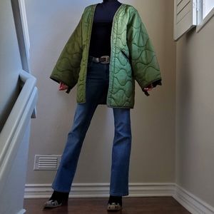 Vintage Green Quilted Army Liner jacket